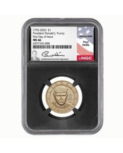 2026-P US Trump Dollar NGC MS-66 FDOI Paul Hollis Facsimile Black Core
