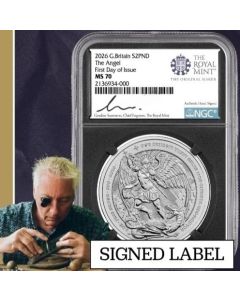 2026 NGC MS-70 First Day of Issue 1 oz British Angel Silver Coin - Gordon Summers Label