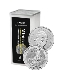 2027 1 oz Silver Britannia &ndash; NGC & SD Bullion MintCertified&trade; FIRST30&trade; | Sealed Tube of 25