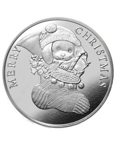 2025 1 oz Puppy in a Stocking Silver Round 2025 1 oz Puppy in a Stocking Silver Round