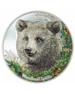 2024 1 oz Bear High Relief Proof Silver Coin - Woodland Spirits Collection