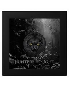2024 2 oz Hunters by Night - Ocelot Obsidian Black Silver Coin