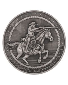 1 oz The Rifleman Antique Silver Round - Cowboy Series