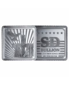 1/10 oz SD Bullion Cross and Flag Square Silver Bar