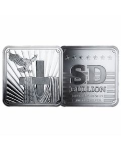 5 oz SD Bullion Cross and Flag Square Silver Bar