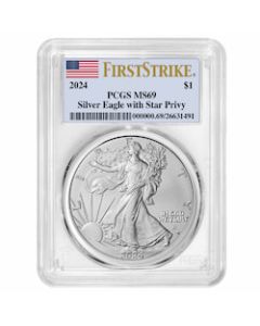 2024-(P) PCGS MS-69 First Strike Star Privy 1 oz American Silver Eagle Coin