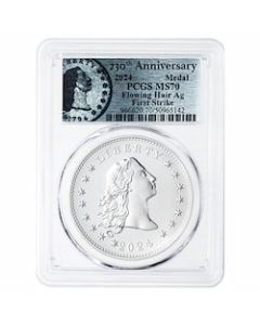 2024 PCGS MS-70 First Strike 1 oz US 230th Anniversary Flowing Hair Silver Medal - Flowing Hair Label