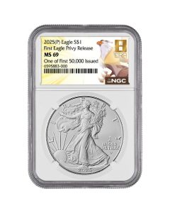 2025-(P) NGC MS-69 One of First 50,000 Issued Eagle Privy 1 oz American Silver Eagle Coin