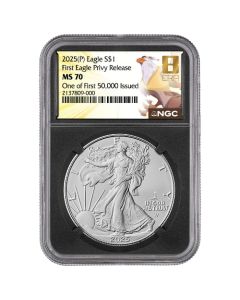 2025-(P) NGC MS-70 One of First 50,000 Issued Eagle Privy 1 oz American Silver Eagle Coin - Exclusive Black Core