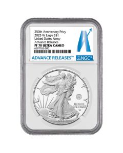 2025-W NGC PF-70 Advanced Releases US Army Privy 1 oz American Silver Eagle Proof Coin