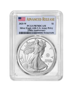 2025-W PCGS PR-70 Advanced Releases US Army Privy 1 oz American Silver Eagle Proof Coin