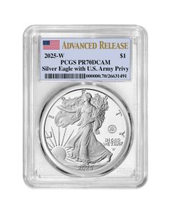 2025-W PCGS PR-70 Advanced Releases US Army Privy 1 oz American Silver Eagle Proof Coin