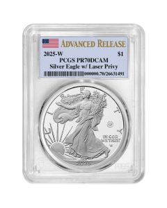 2025-W PCGS PR-70 Advanced Releases US Laser Privy 1 oz American Silver Eagle Proof Coin
