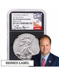 2026-W NGC MS-70 First Day of Issue 1 oz American Silver Eagle Enhanced Uncirculated Coin - Paul Hollis Black Core 2026-W NGC MS-70 First Day of Issue 1 oz American Silver Eagle Enhanced Uncirculated Coin - Paul Hollis Black Core