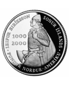 2000-(P) 1000 Kronur Leif Erikson Millennium Commemorative Silver Coin