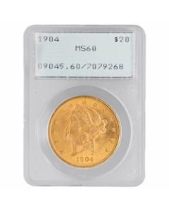 PCGS MS-60 $20 Liberty Double Eagle Gold Coin - Random Year - Rattler Holder