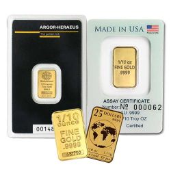 1/10th oz Gold Bar - Design Our Choice