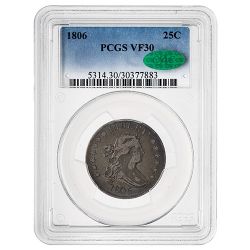 1806 PCGS VF-30 Draped Bust Half Dollar Silver Coin - CAC Sticker