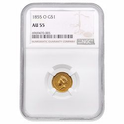 1855-O NGC AU-55 $1 Liberty Head Gold Coin Type II