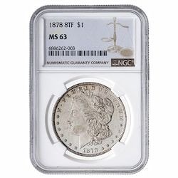 1878 NGC MS-63 Morgan Silver Dollar Coin - 8 Tail Feathers 