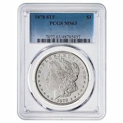 1878 PCGS MS-63 Morgan Silver Dollar Coin - 8 Tail Feathers