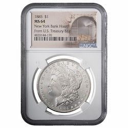 1885 NGC MS-64 Silver Morgan Dollar - New York Bank Hoard | From US Treasury Bag