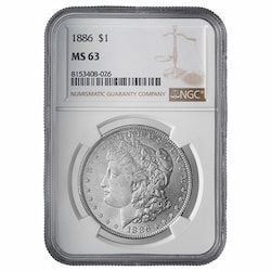 1886 NGC MS-63 Morgan Dollar Silver Coin
