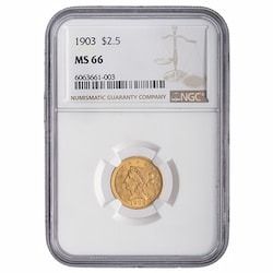 1903 NGC MS-66 $2.50 Liberty Quarter Eagle Gold Coin
