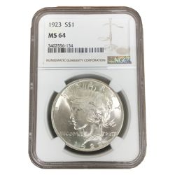 1923 Peace Silver Dollar Coin NGC MS-64