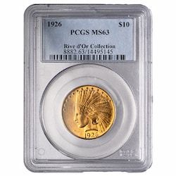 1926 PCGS MS-63 $10 Indian Head Eagle Gold Coin - Rive d'Or Collection