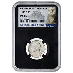 1943-P NGC MS-66 Silver Jefferson War Nickel - Original Bag Fragment