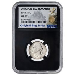 1945-S NGC MS-67 Silver Jefferson War Nickel - Original Bag Fragment