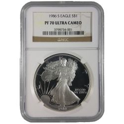 1986-S NGC PF-70 Proof American Silver Eagle Coin