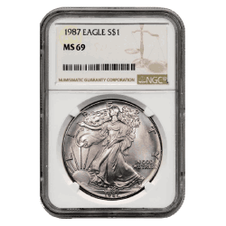 1987 NGC MS-69 American Silver Eagle Coin (Brown Label)