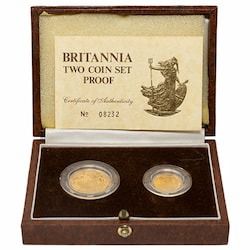 1987 Gold Britannia 2-Coin Proof Set with Box and COA