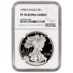 1990-S NGC PF-70 Proof American Silver Eagle Coin
