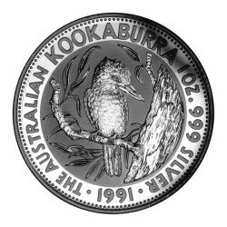 1991 1 oz Australian Kookaburra Silver Coin