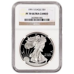 1991-S NGC PF-70 Proof American Silver Eagle Coin