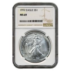 1992 NGC MS-69 American Silver Eagle Coin (Brown Label)