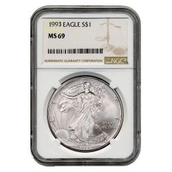 1993 NGC MS-69 American Silver Eagle Coin (Brown Label)