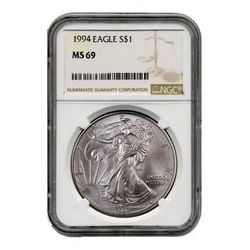 1994 NGC MS-69 American Silver Eagle Coin (Brown Label)