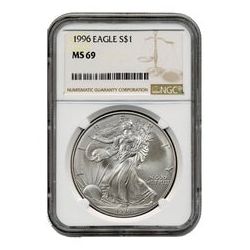 1996 NGC MS-69 American Silver Eagle Coin (Brown Label)