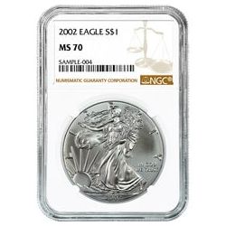 2002 NGC MS-70 American Silver Eagle Coin (Brown Label)