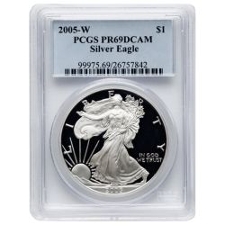 2005 PCGS PR-69 1 oz American Silver Eagle Proof Coin
