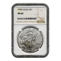 2006 NGC MS-69 American Silver Eagle Coin (Brown Label)