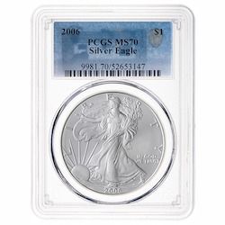 2006 PCGS MS-70 1 oz American Silver Eagle Coin - Standard Label