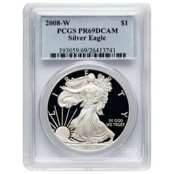 2008 PCGS PR-69 1 oz American Silver Eagle Proof Coin