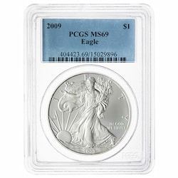 2009 PCGS MS-69 1 oz American Silver Eagle Coin - Standard Label