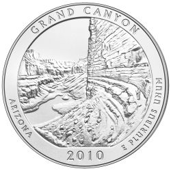 2010 Grand Canyon ATB 5 oz Burnished Silver Coin - America The Beautiful