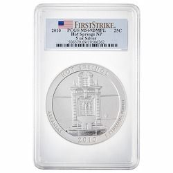 2010 PCGS MS-69 DMPL First Strikes 5 oz America The Beautiful Hot Springs Silver Coin